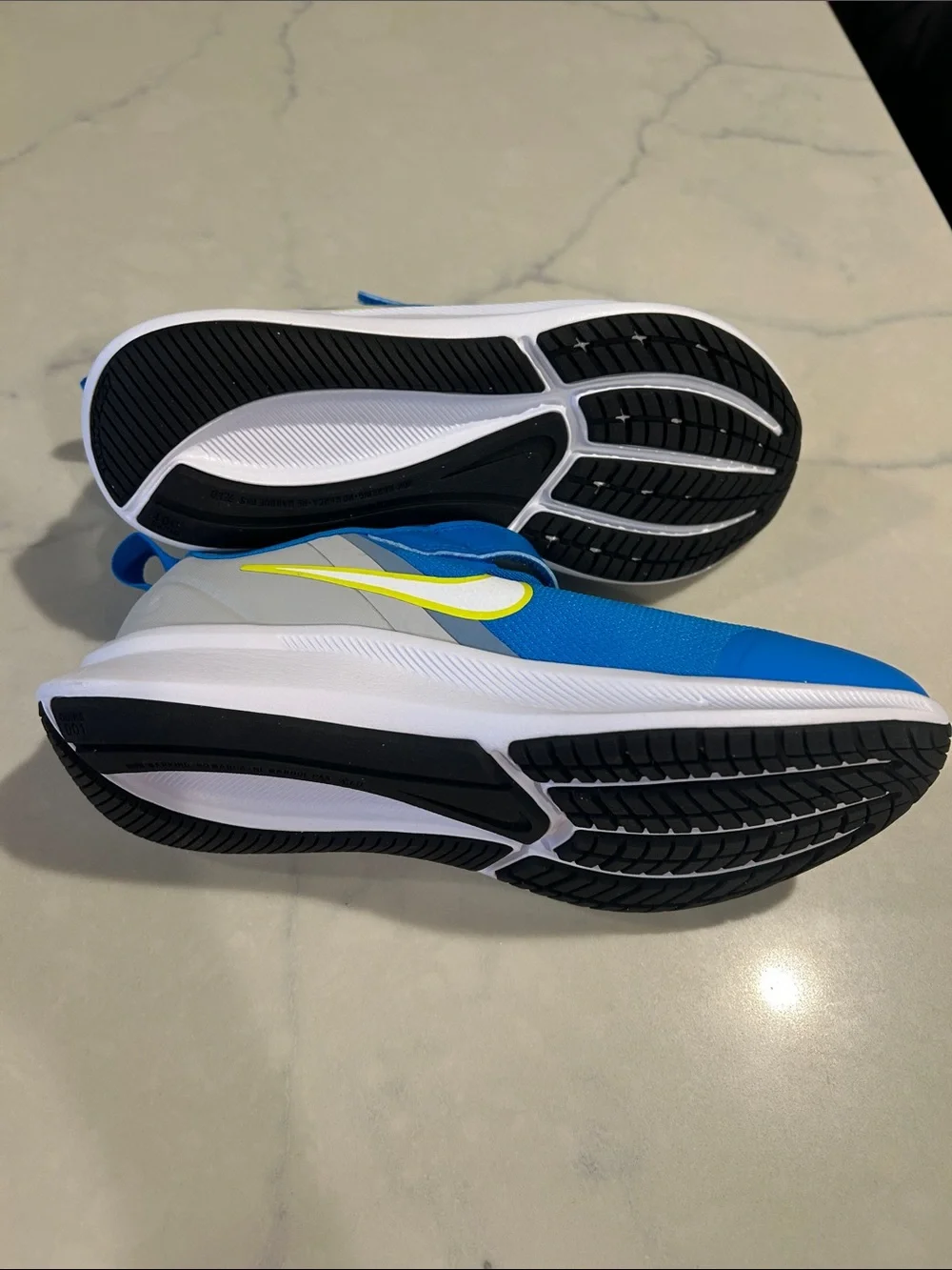 Nike Runner 2Y Kids Blue Sneakers with Yellow Swoosh